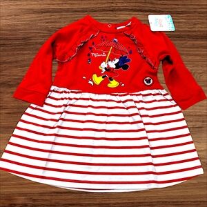 NWT Disney Minnie Mouse Sweater Dress Red & White Adorable Baby Dress 6-12M